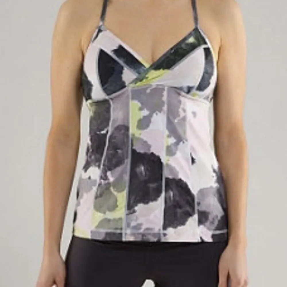 Lululemon Full Eagle Strappy Tank Top Size 6 Black Citron Tinted Canva